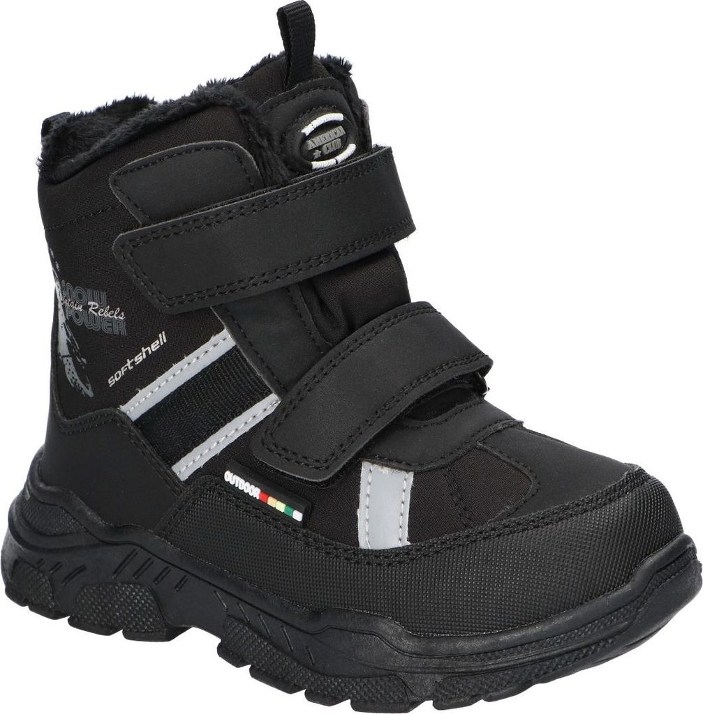American Club Hl202 Kinder Winterstiefel Softshell mit Klettverschluss | Gefüttert mit Fleece | Wasserdicht, Rutschfest & Warm | hochwertig Winter...