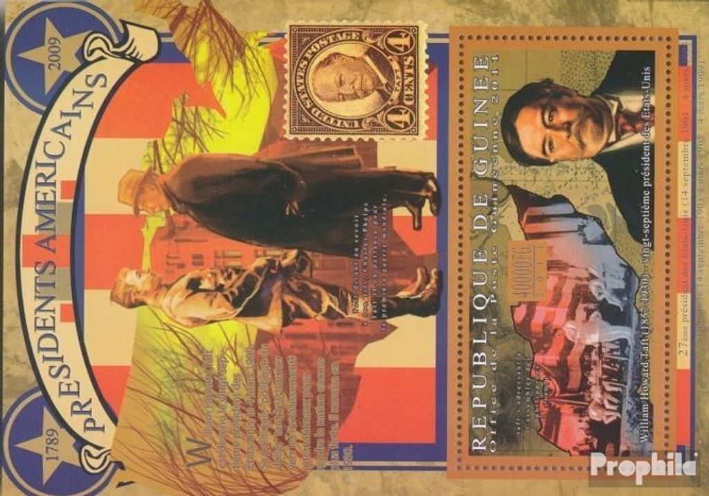 Briefmarken Guinea 2011 Mi Block 1917 (kompl. Ausgabe) postfrisch Der Präsident der USA, William H. Taft