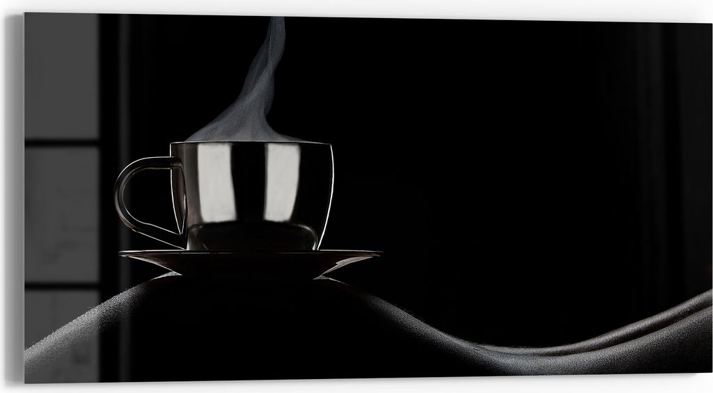 DEQORI Glasbild Echtglas 60x30 cm 'Sinnliche Kaffeepause' Wandbild Bild modern Deko