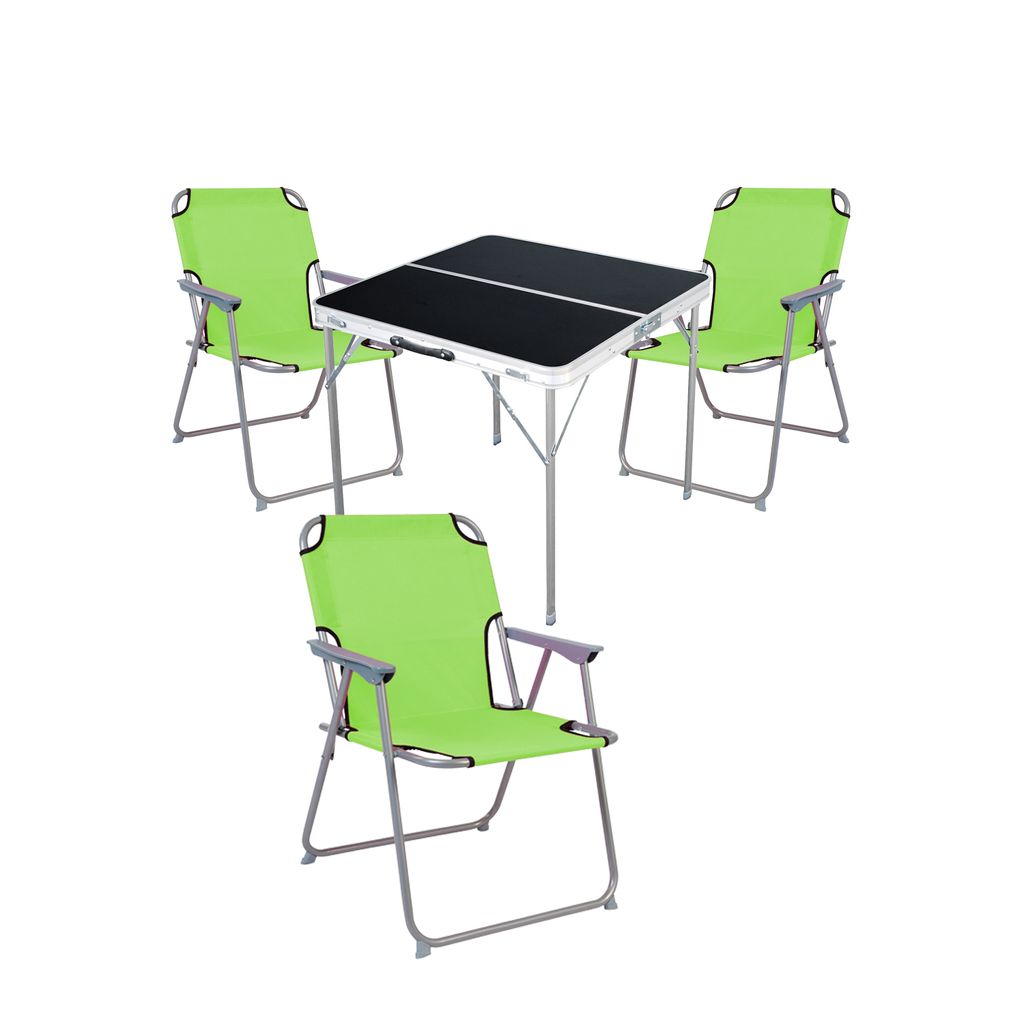 4-teiliges Campingmöbel Set Alu L80xB80xH70cm Lime