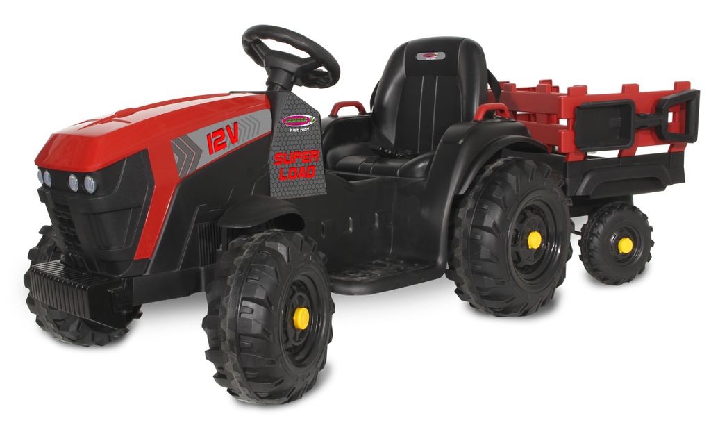 Elektrischer Traktor POWER mit Anhänger, Rot, Hinterradantrieb, 12