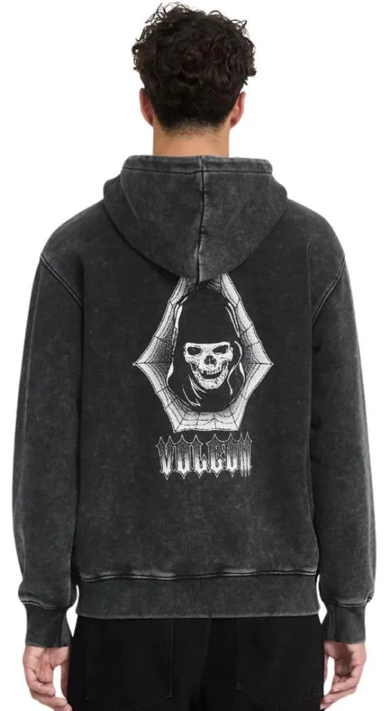 Sweat à capuche Volcom Noder PO Noir délavé pour homme en taille L