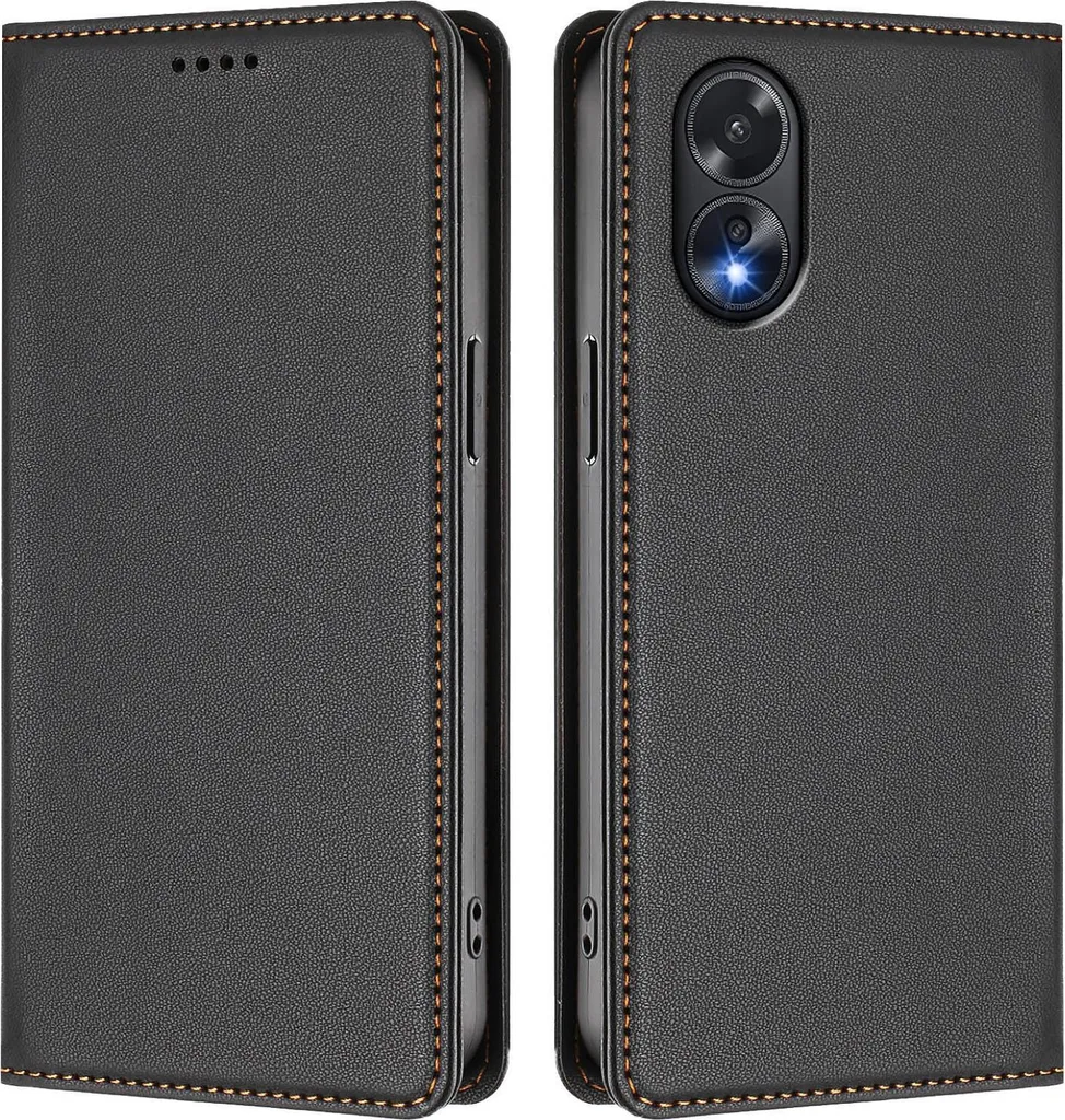 Flip Case Oppo A18 A38 Nero: Custodia Sottile in Cuoio Sintetico