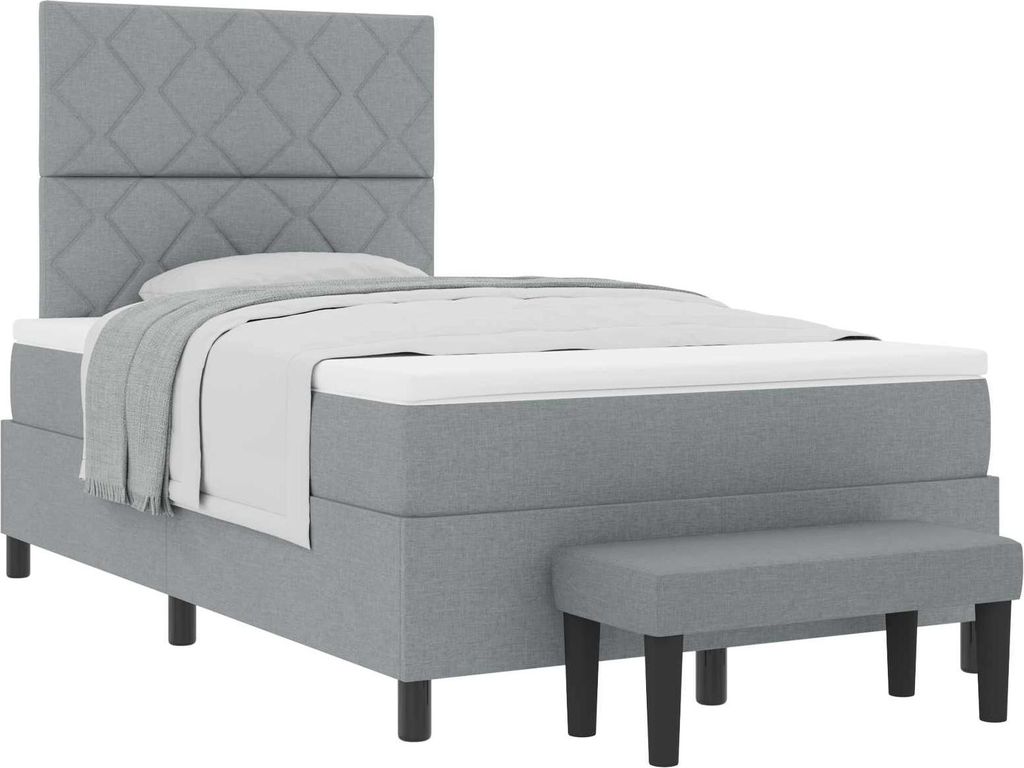 Boxspringbett mit Matratze Hellgrau 120 x 190 cm Stoff