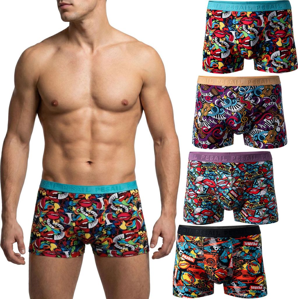 PESAIL Herren Boxershorts, Gr. M, 8x Unterhosen, M bis 6XL, Baumwolle, Modal, Retroshorts, Unterwäsche ohne kratzenden Etiketten, Farbmix 1