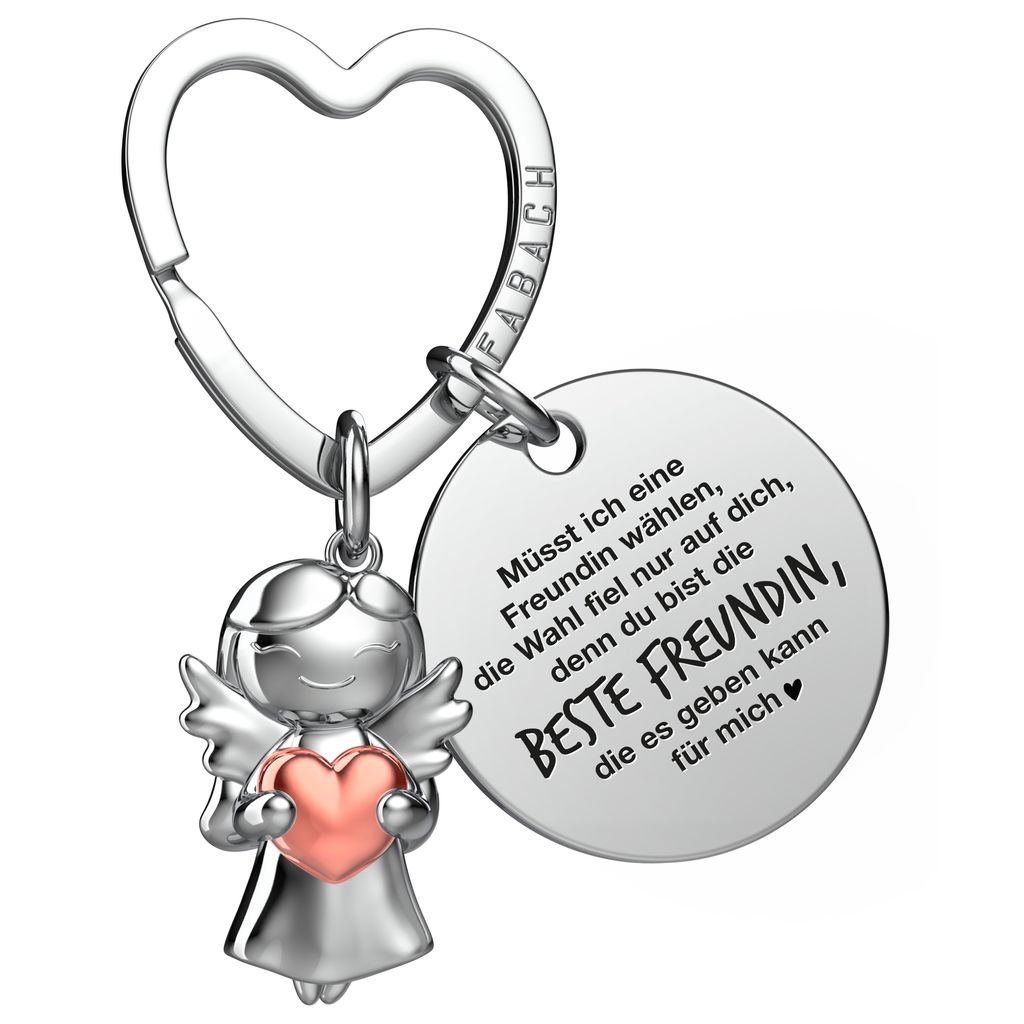 Sleutelhanger mit Herz und Gravur, Glücksbringer, Geschenk