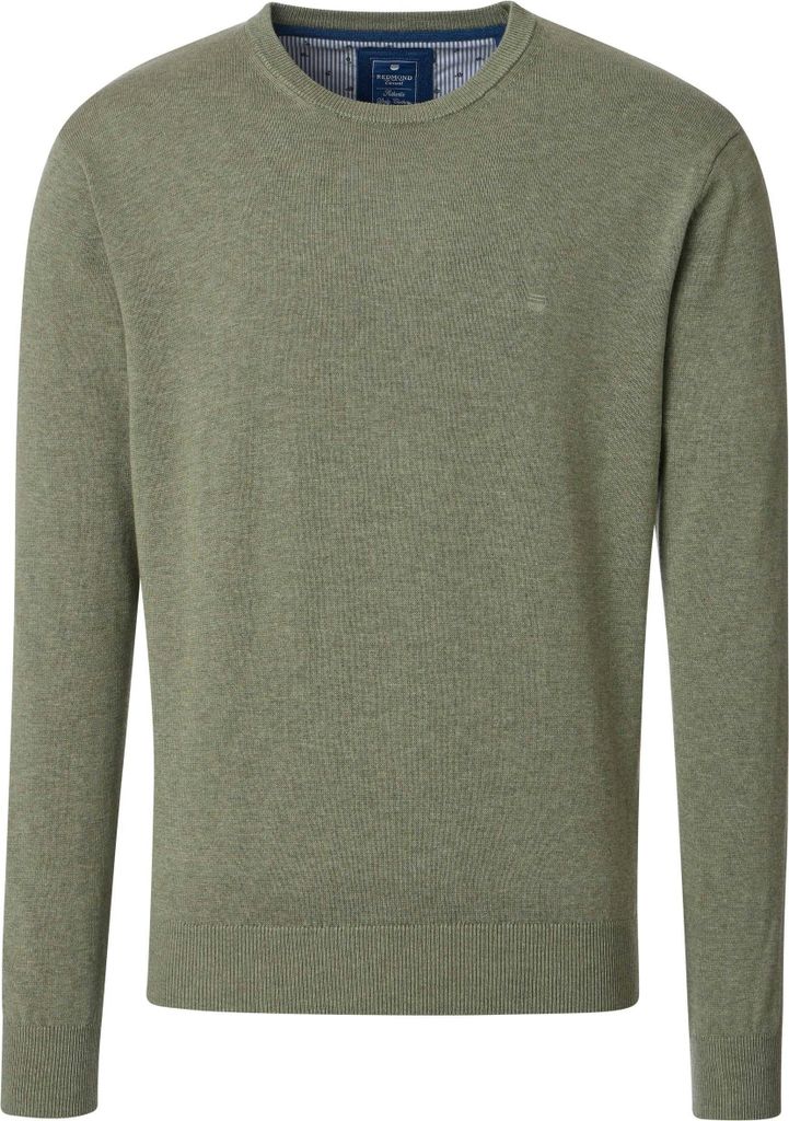 REDMOND Casual Herren Pullover Langarm Rundhals Comfort Salbei S