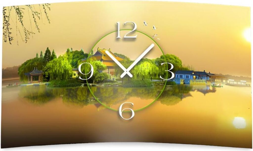 Asia Pagoden Designer Wanduhr modernes Wanduhren Design leise kein ticken dixtime 3DS-0132