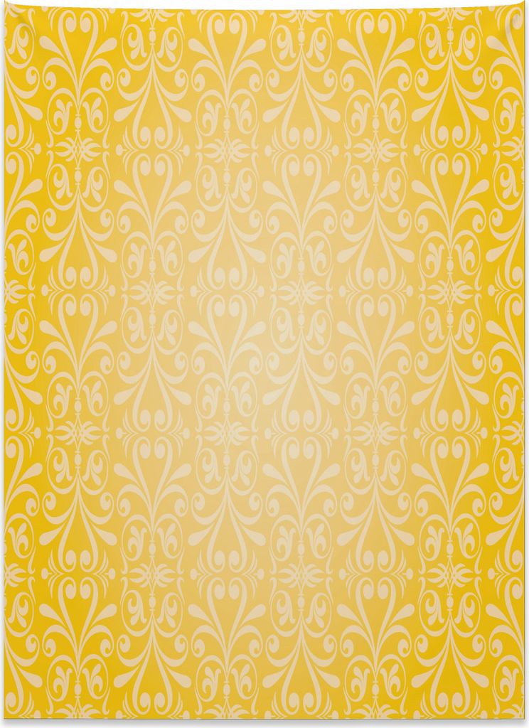 Abakuhaus Weinlese-Gelb Wandteppich, Viktorianische Wirbel aus Weiches Mikrofaser Stoff Kein Verblassen Klare Farben Waschbar, 110 x 150 cm, Hellge...