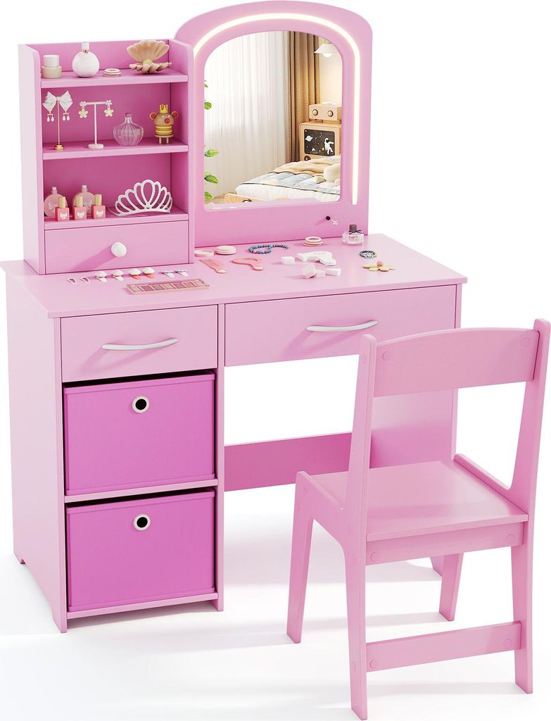 Tavolo da trucco per bambini COSTWAY, tavolo da trucco per Immagine del prodotto 