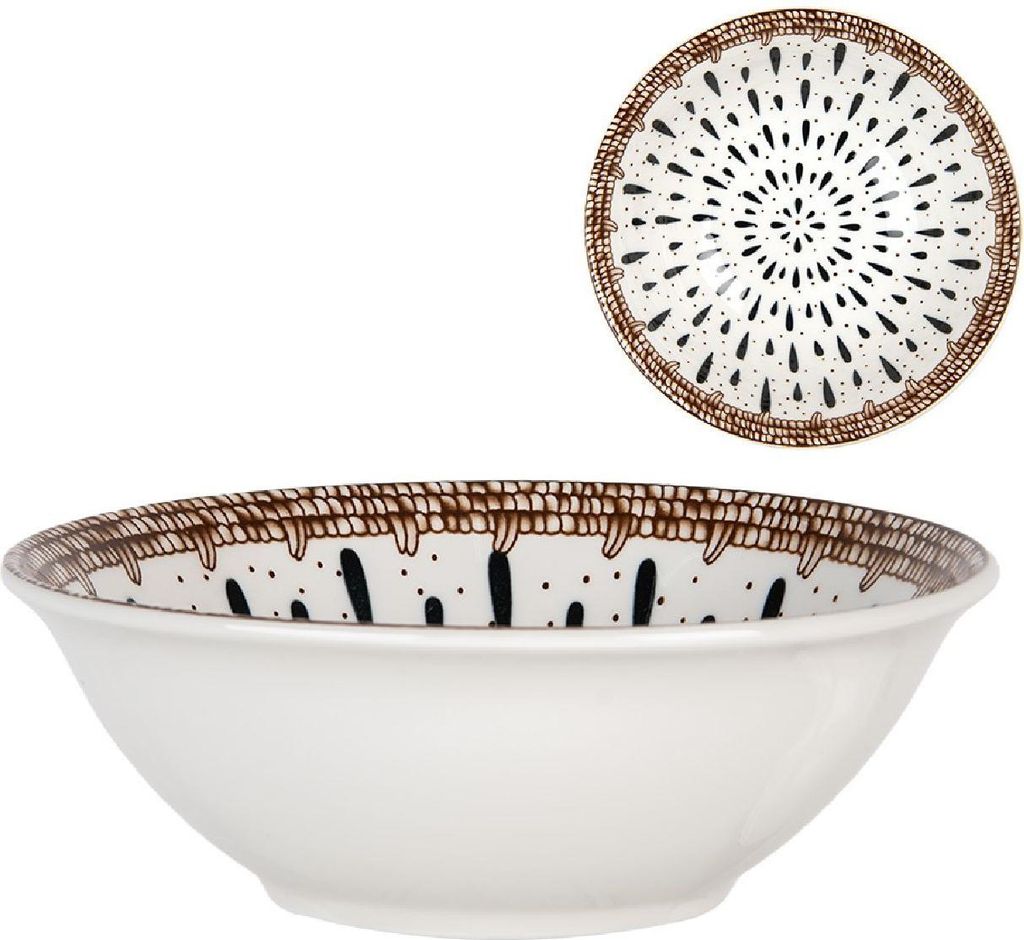 Clayre & Eef 6CEBO0167 Schale Weiß-Braun Ø 16x5 cm 350 ml Produktbild 