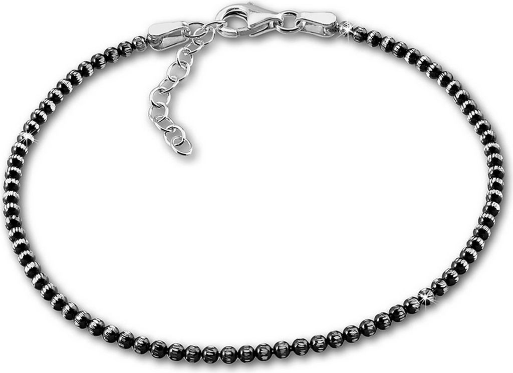 SilberDream 18-21cm Armband Kugeln silber schwarz Damen Schmuck 925er D2SDA1108K