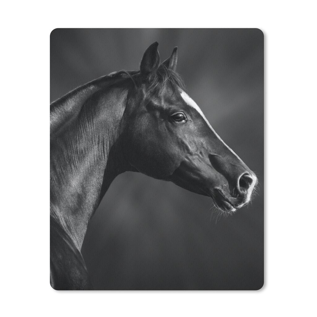 MuchoWow® Mauspad Mousepad Pferd - Tiere - Schwarz - Weiß - Produktbild 