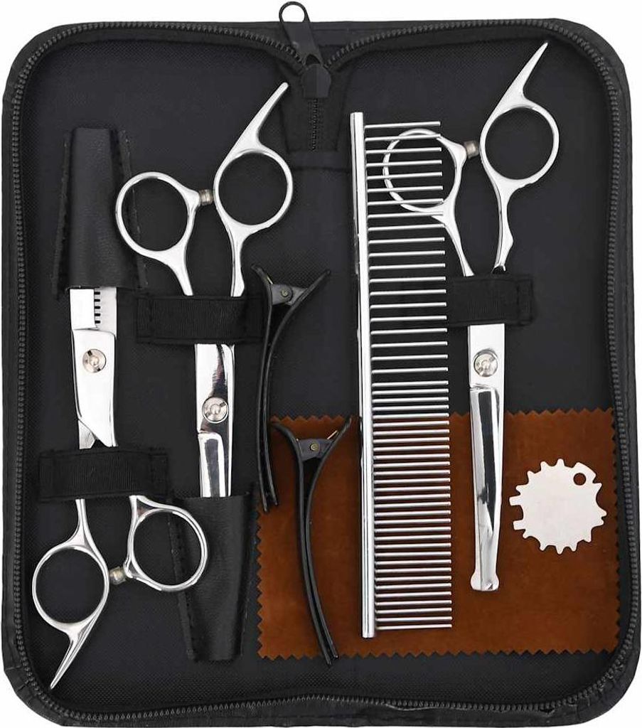 vidaXL 7-tlg. Hundescheren-Set Edelstahl