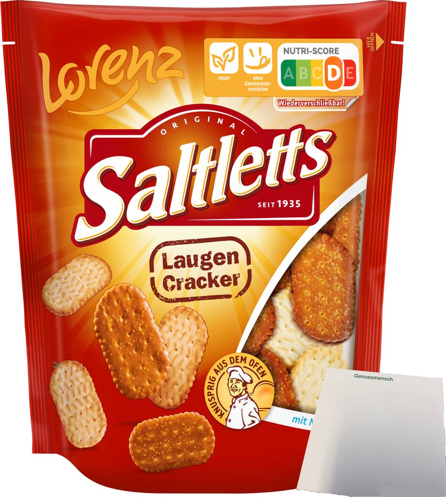 Lorenz Saltletts Laugen Cracker mit Meersalz (150g Beutel) + usy Block