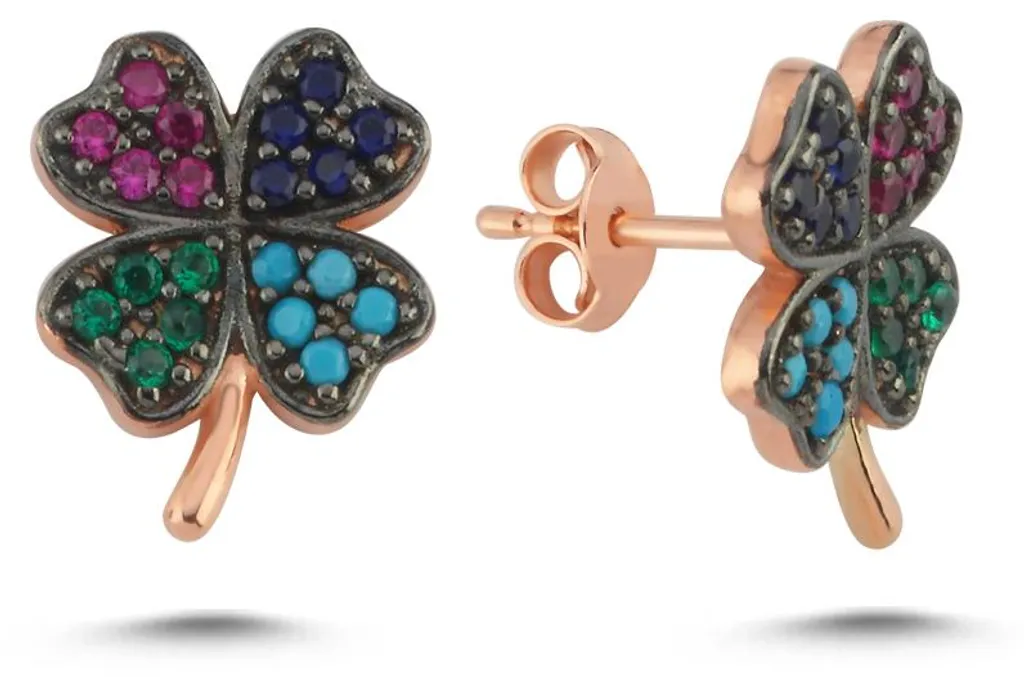 Boucles d'oreilles trèfle hypoallergéniques argent 925 et zircon rose