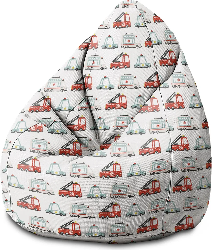 Dreamroots Pouf Sacco Bambini Veicoli Emergenza 70x70x105 con Imbottitura