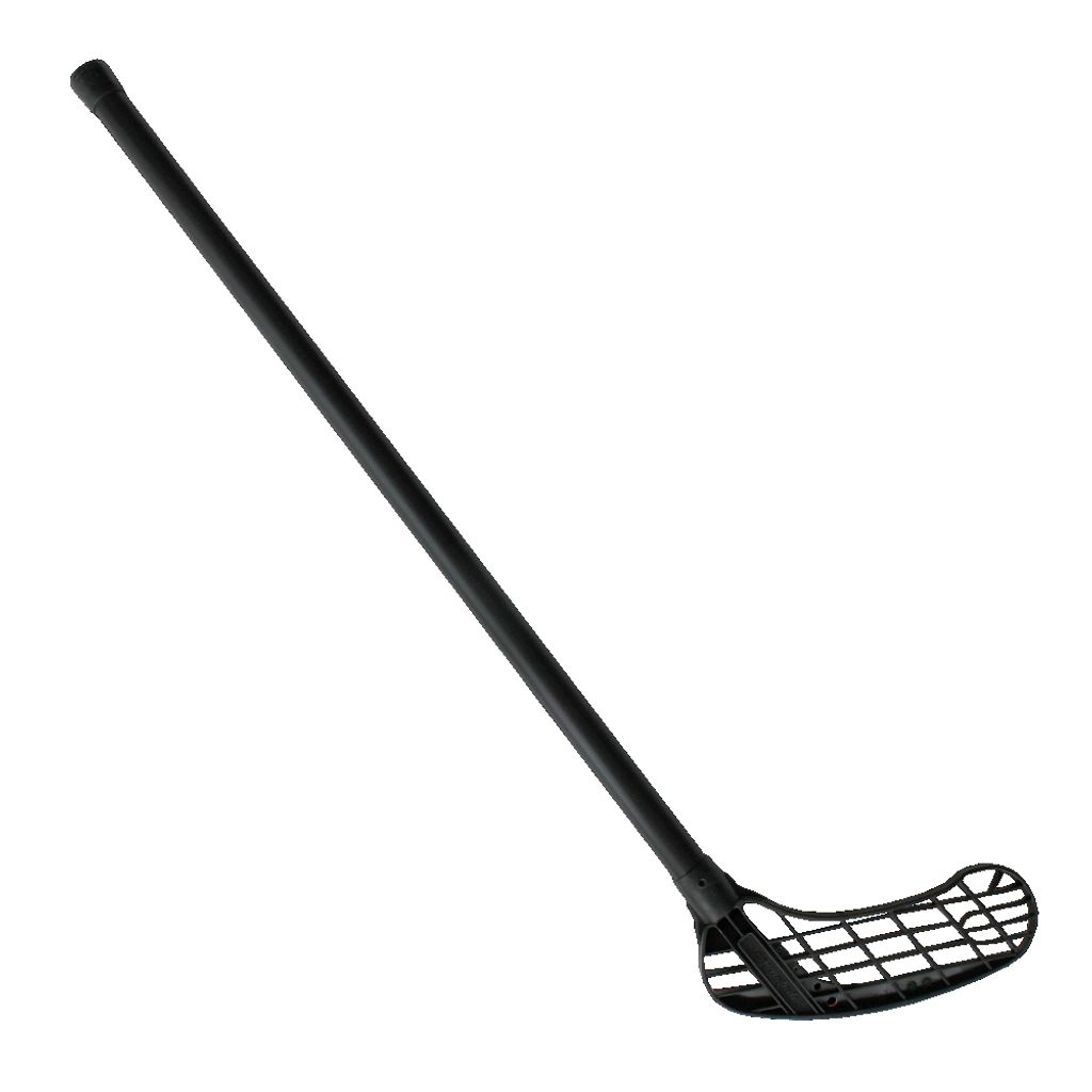 A black floorball stick on a white background.