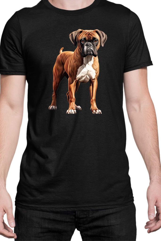 Herren T-Shirt Dogs Breeds Boxer Dog Breed 006, Man S / Schwarz