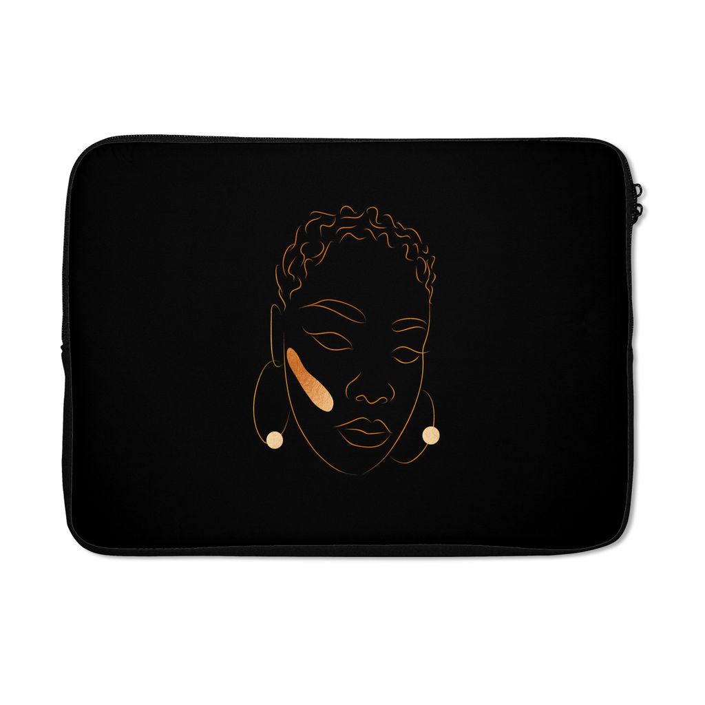 MuchoWow Laptop Hülle 14 ZollFrau - Gold - Strichzeichnung Laptoptasche - Laptoptasche - Stoßsicher - Schutzhaube