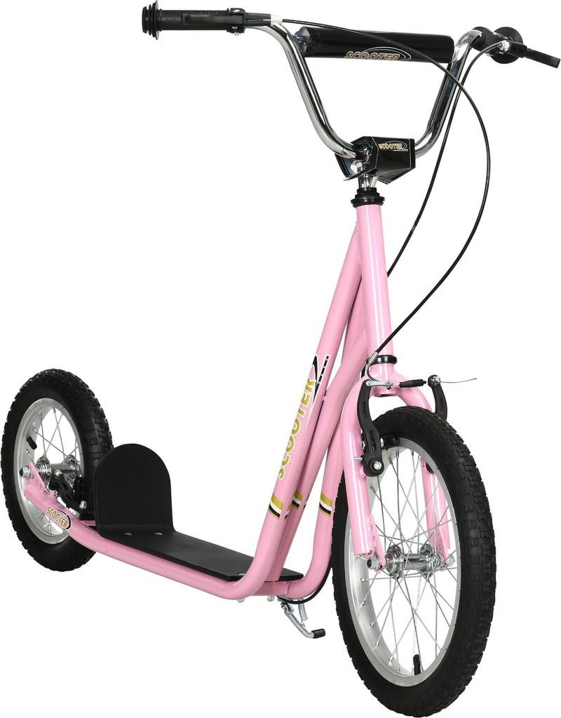 Roller Kinderroller mit Luftreifen Handbremse, 16 Zoll Tretroller Höhenverstellbar Kickscooter für Jungen und Mädchen ab 5 Jahre Kickboard Cityr...