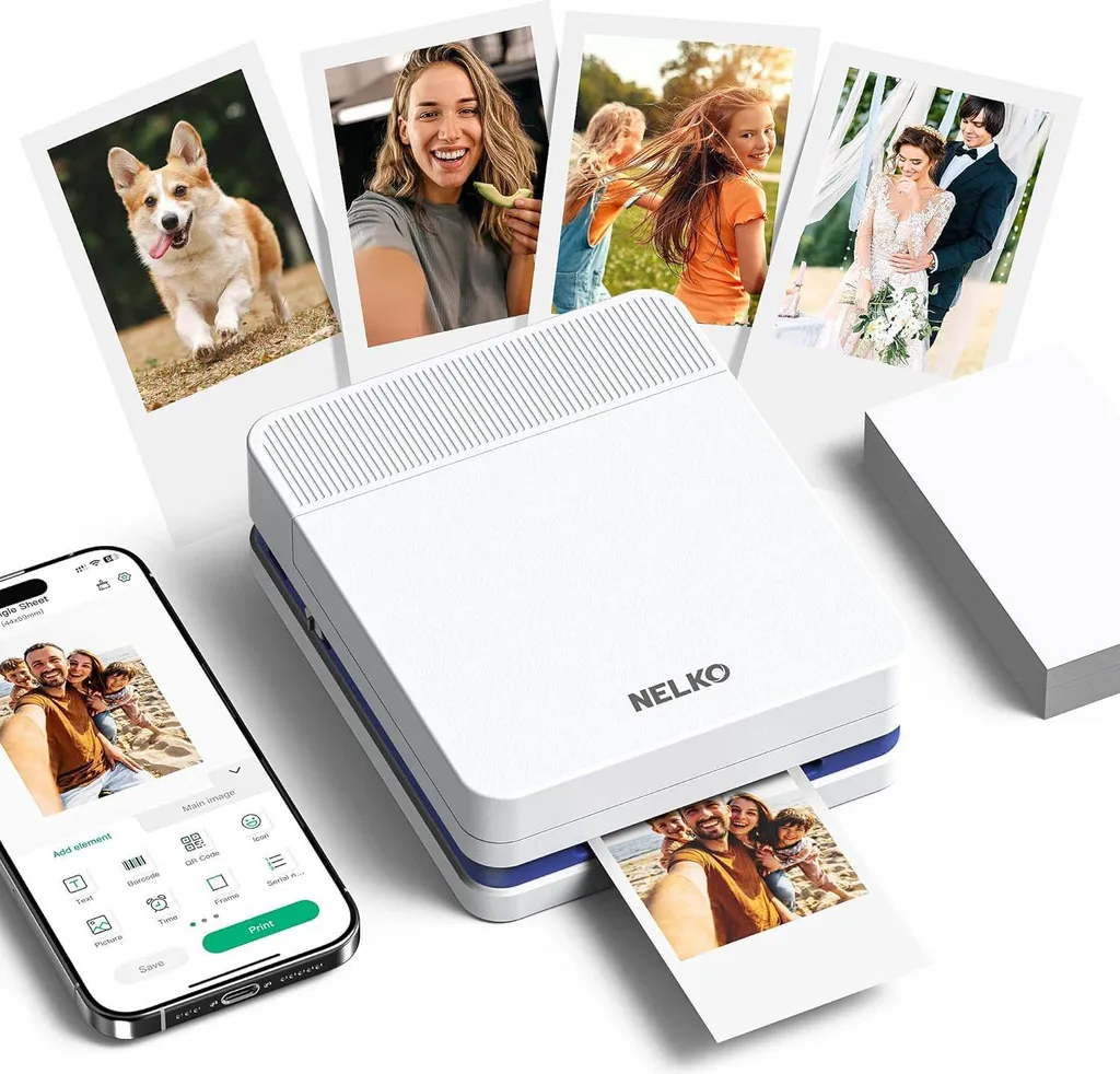 Imprimante photo portable Bluetooth NELKO PP03 600 DPI coloris Blanc