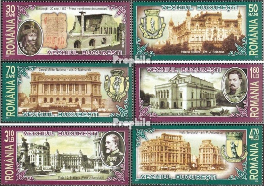 Briefmarken Rumänien 2007 Mi 6192-6197 (kompl.Ausg.) postfrisch Das alte Bukarest