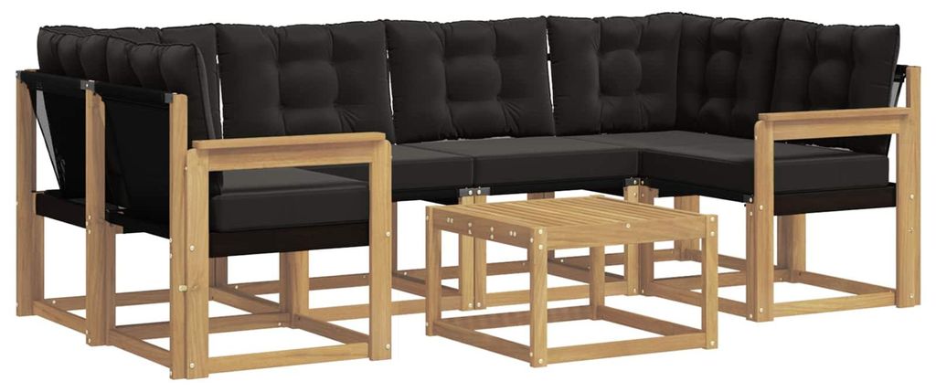 vidaXL Outdoor-Sofagarnitur mit Kissen 7 pcs Weiß und Schwarz