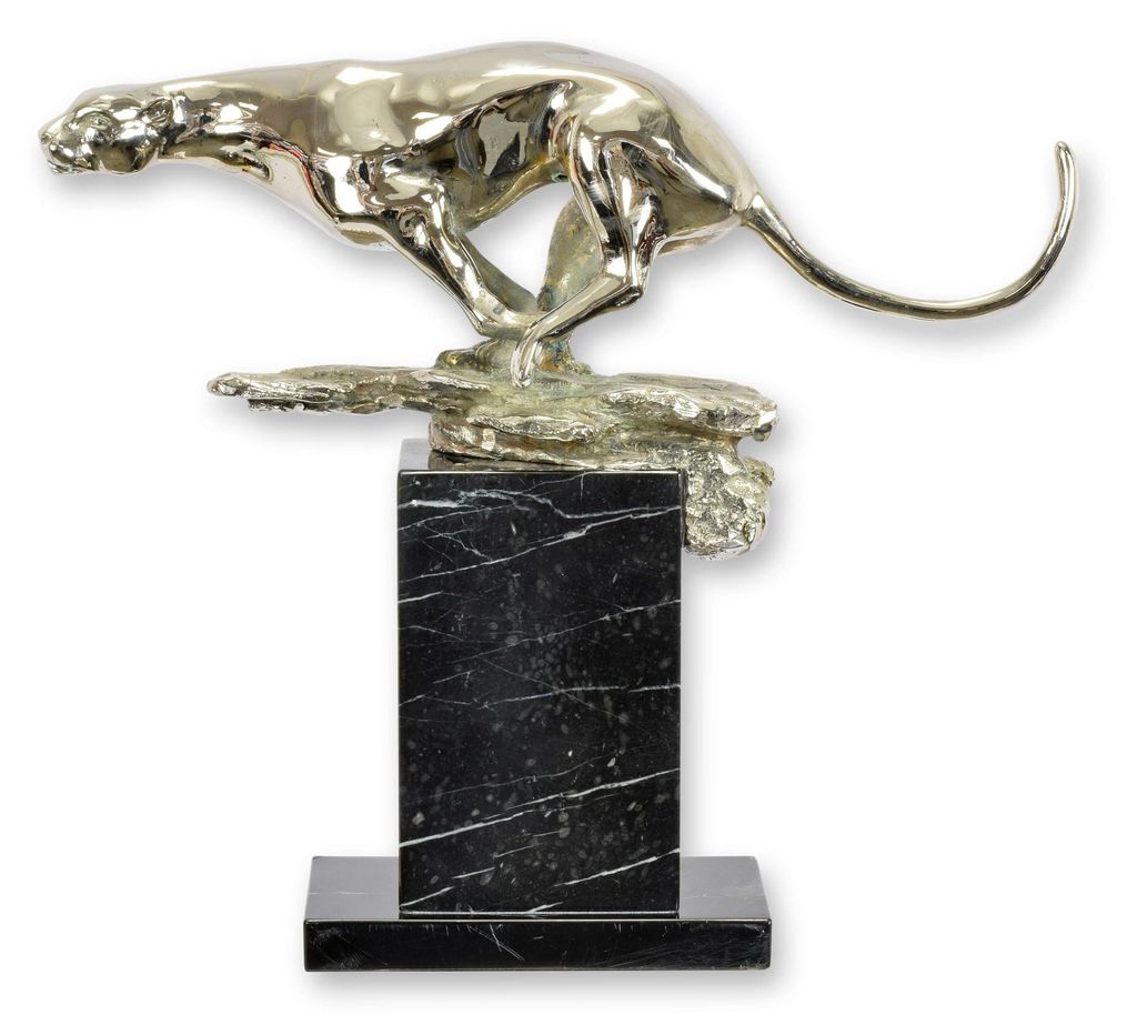 Bronzeskulptur rennender Panther Replikat Retro Design Dekoration