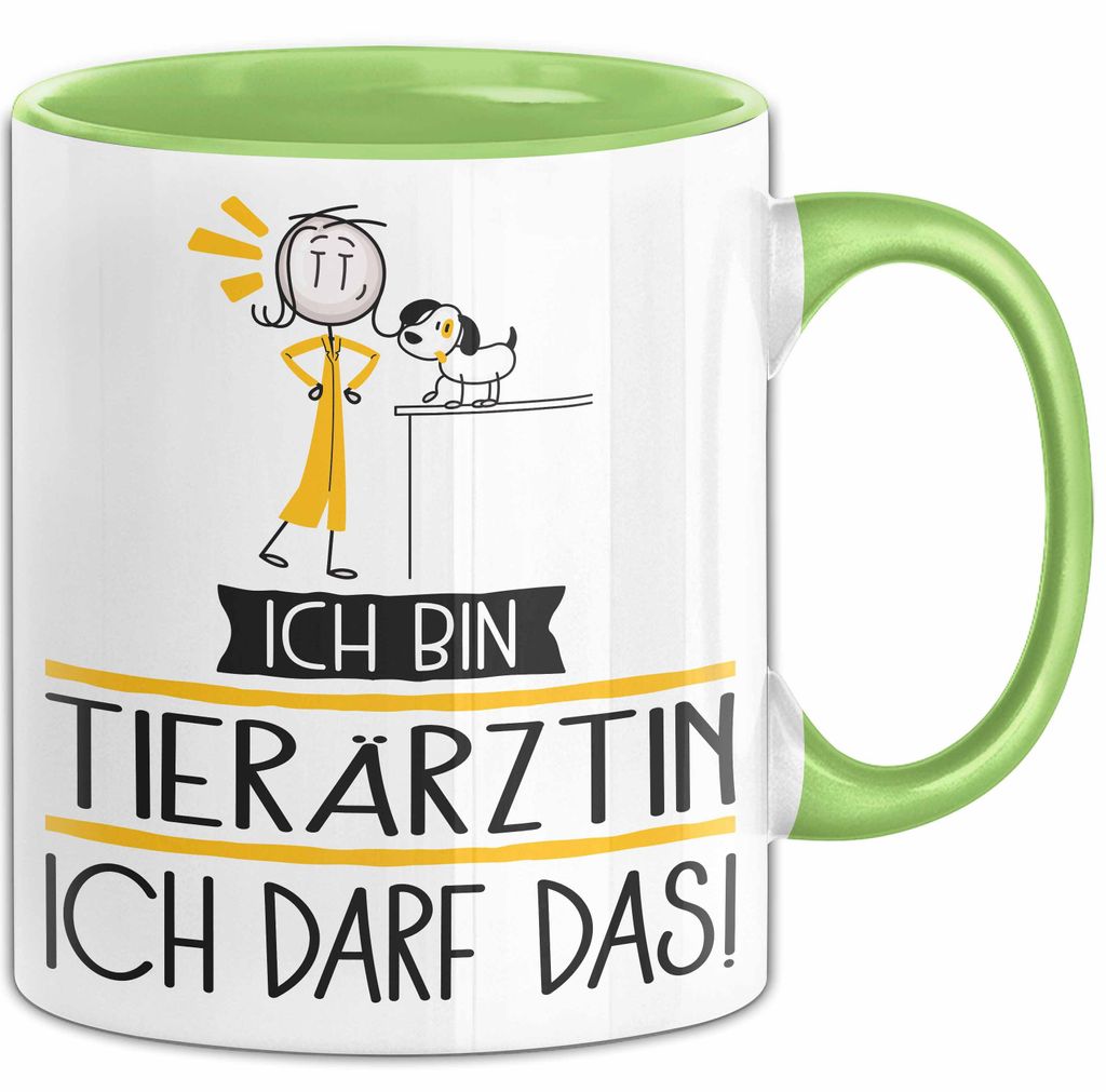 Geschenk für Tierärztin Tasse Lustige Geschenkidee Geburtstag Ich Bin Tierärztin Ich Darf Das (Grün)