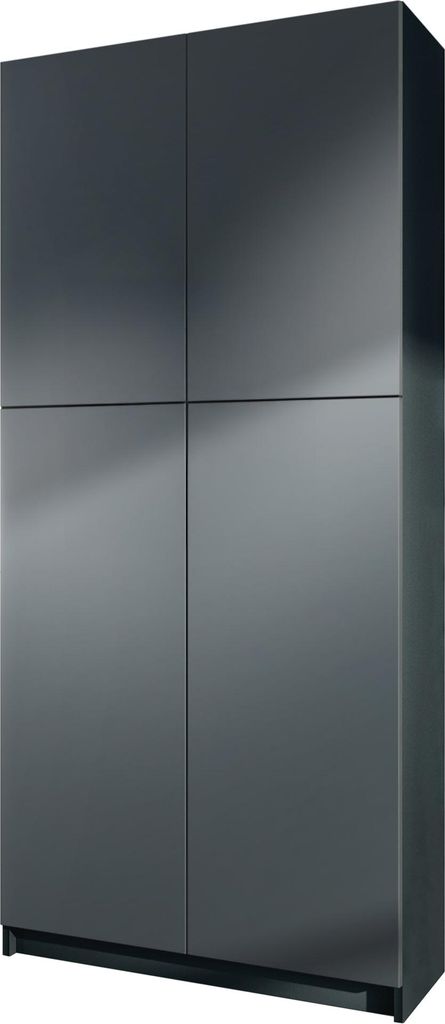 InnoFurn Aktenschrank Elona M1, Büroschrank mit Soft-Close & Push-to-Open, Aufbewahrungschrank, Büro, Wohnzimer, Schwarz/Anthrazit matt (82 x 184...