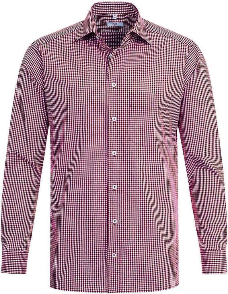 Greiff Corporate Hemd BASIC Herren Bordeaux kariert 37/38