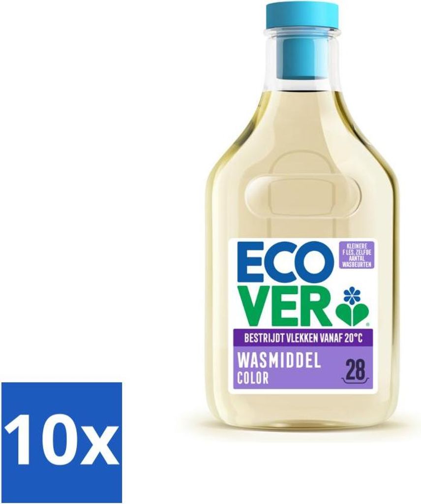 Ecover - Flüssigwaschmittel - Color - Apfelblüte & Freesie - 1 Liter - 28 Wäschen - Vorteilspack - 10 Stücke