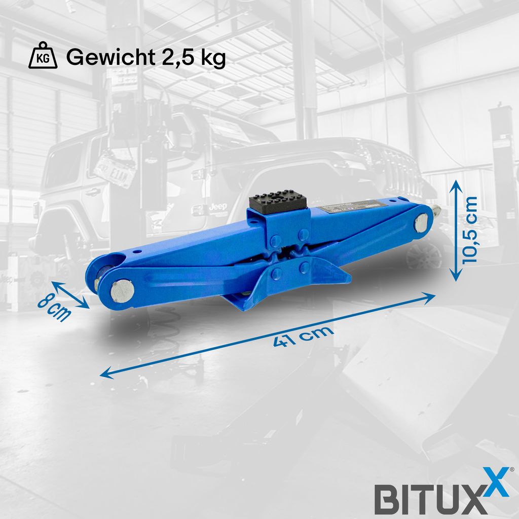 Bituxx Scherenwagenheber 2000 Kg mit Gummiauflage und Produktbild 3