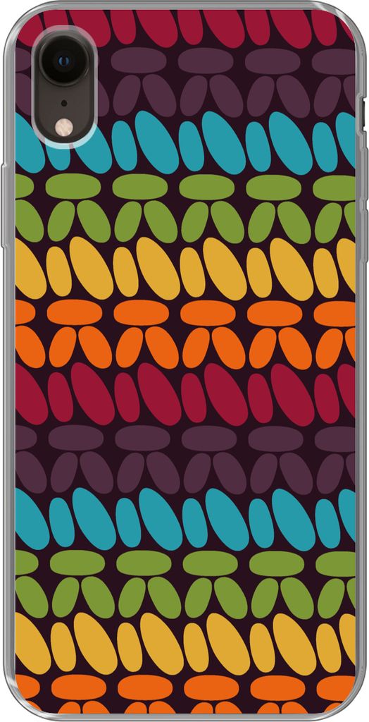 MuchoWow Handyhülle Schutzhülle Hülle für Telefoonhoesje iPhone XR Häkelmuster - Retro - Regenbogen Silikon Softcase Handy Hülle - Schutzde...