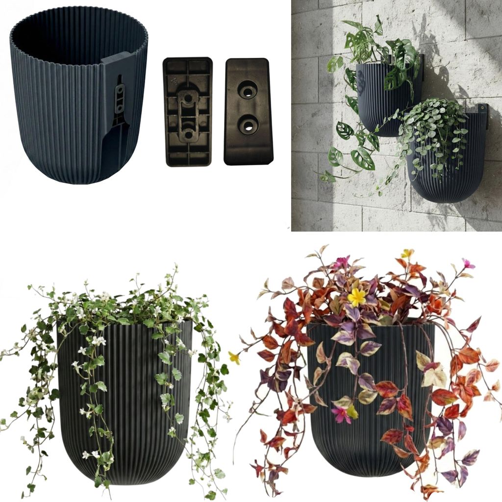 2 wandtegels, wandpot, hangende bloempot, hoogte 18 cm, Productafbeelding 