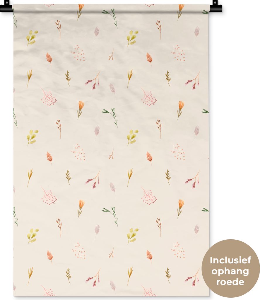 MuchoWow Wandteppich Wandbehang Blumen - Pastell - Muster 60x90 cm Tapisserie Dekoration Wandtuch - Foto-Teppich - Abwaschbar