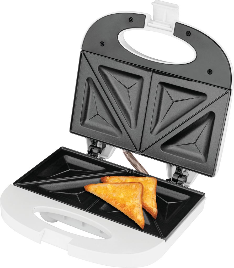 ECG S 3271 | Sandwichmaker | 4 dreieckigen Sandwiches | Kabelspeicher | 750 W | Weiss |