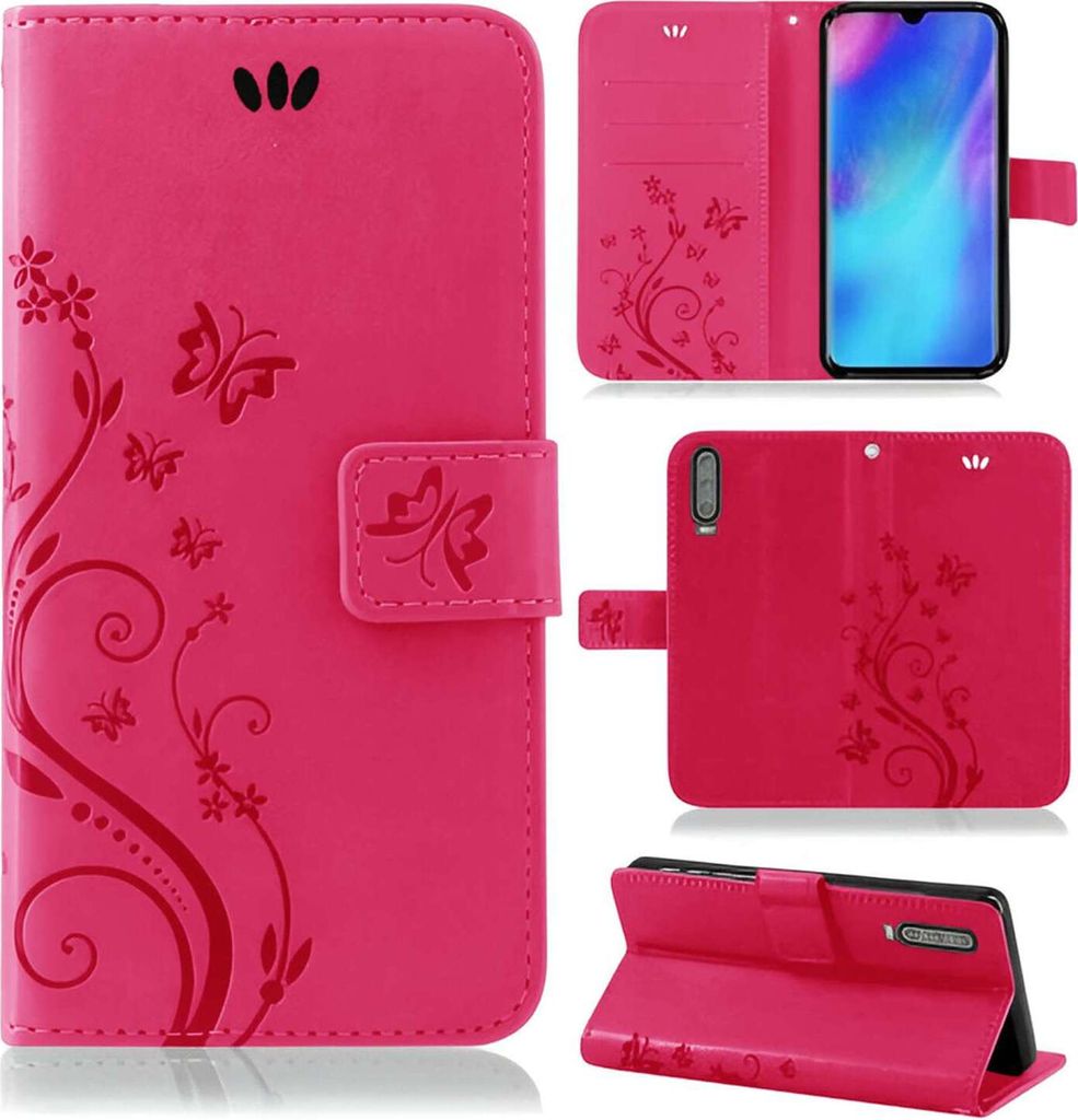 Handytasche für Huawei P30 Blumen Flip Cover Buchhülle mit Produktbild 