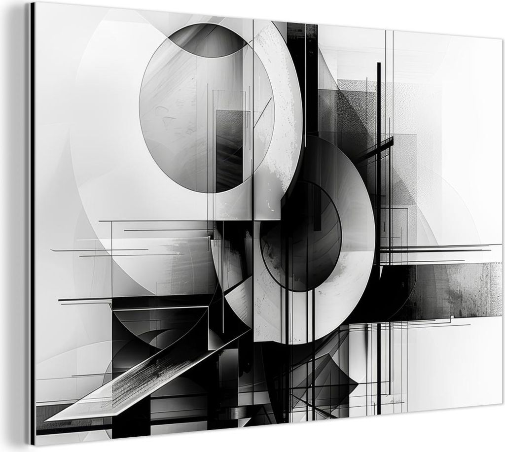 MuchoWow Wanddekoration Metall Metallbild Wandkunst 150x100 cm Abstrakt - Kunst - Modern - Schwarz und weiß MuchoWow Aluminium Gemälde - Alu Dibo...