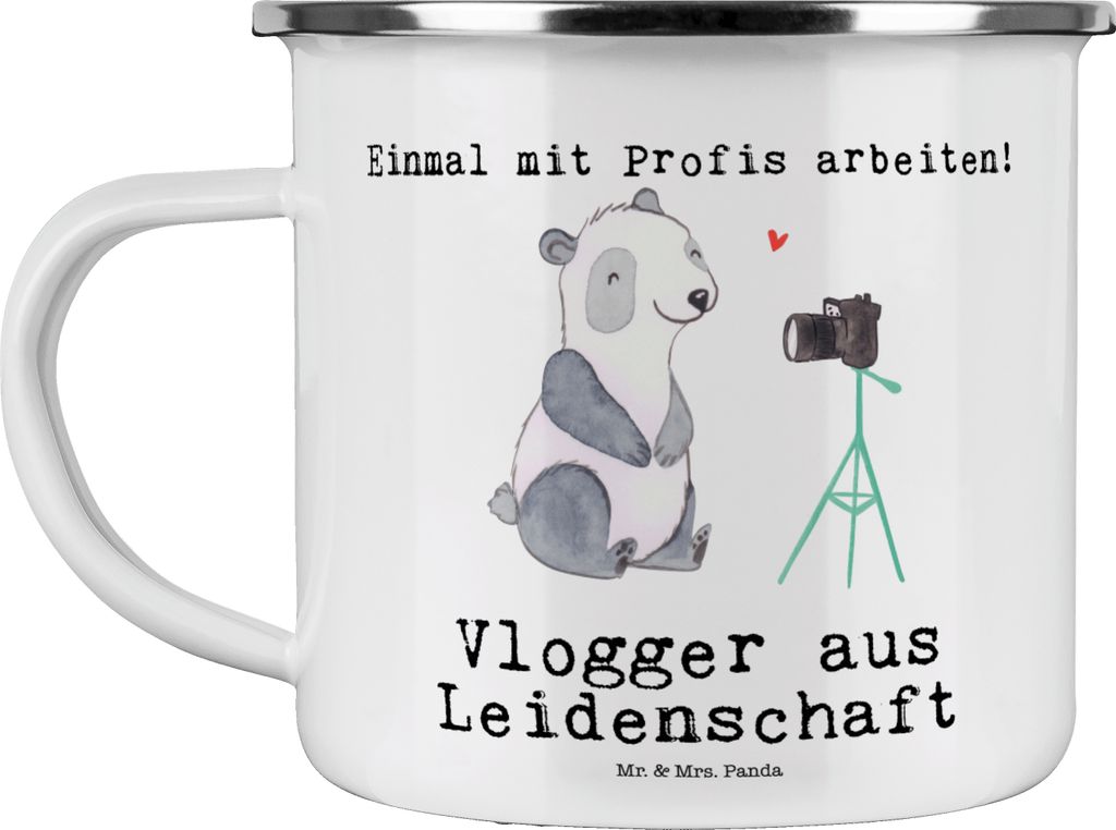 Mr. & Mrs. Panda Pott Vlogger Leidenschaft - Weiß - Geschenk, becher emaille, Haferl, Tasse, Teetasse, Kaffeepott