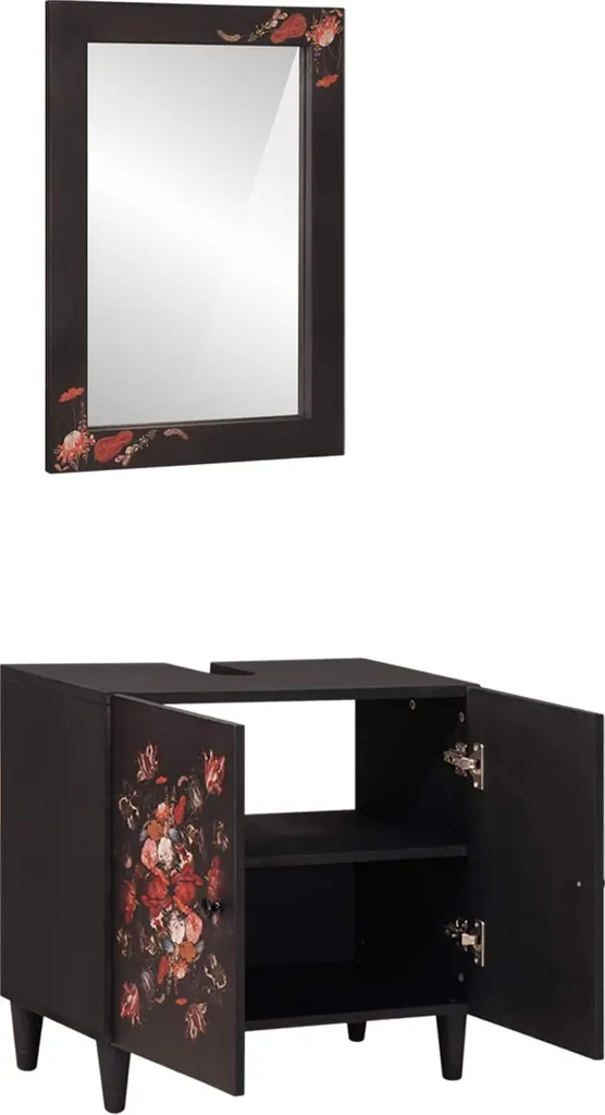 vidaXL Set Arredo Bagno 2 Pezzi in Legno Massiccio di Mango Naturale