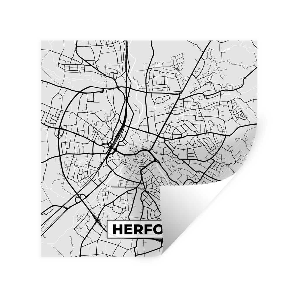 MuchoWow Wandtattoo Wandsticker Wandaufkleber Stadtplan - Deutschland - Karte - Herford 100x100 cm Selbstklebend und Repositionierbar - Wierderve...