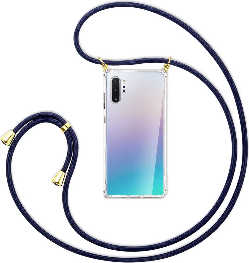 Handykette Backcover-Schutzhülle mit Band (Metall goldfarben) für Samsung Galaxy Note 10 Plus - dunkelblau
