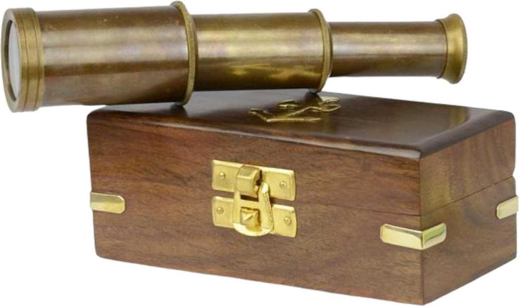 Monokular Messing Holzkiste