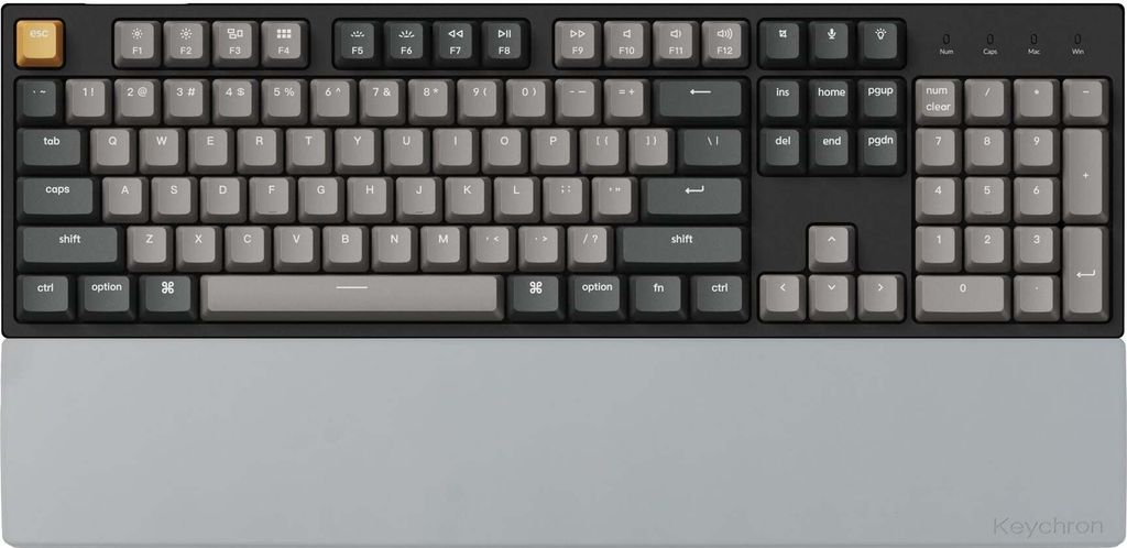 Keychron Silikon Handgelenkauflage Tastatur, Ergonomisch, Grau, Kompatible Tastaturen K10 / C2 / C2 Pro