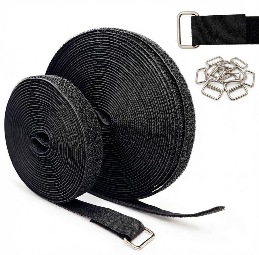 5m x 2cm Klettband mit 25 Schnallen 2cm Breit Freie Schnittlänge Kabelbinder