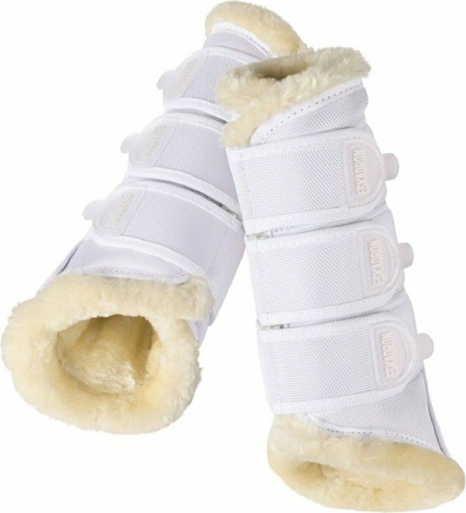 Eskadron Gamaschen Fauxfur Kunstfell Beinschutz Weiß S
