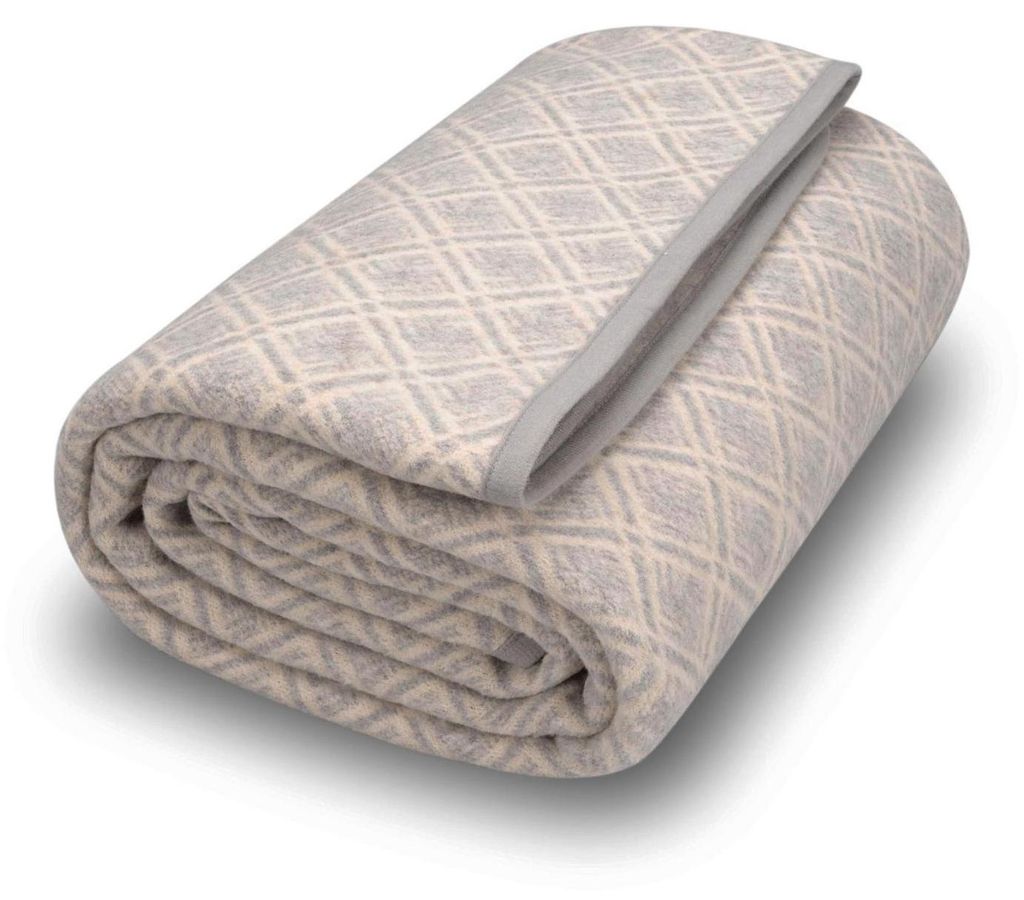 Přehoz z merino vlny, vzor karo, šedá barva, rozměry 160 x Obrázek produktu 