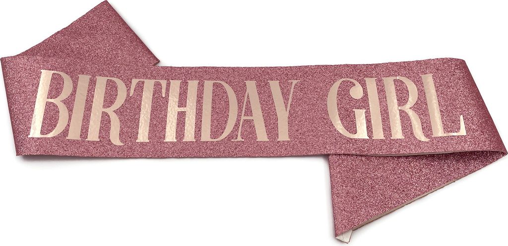 Oblique Unique Schärpe Birthday Girl mit Glitzereffekt für Produktbild 